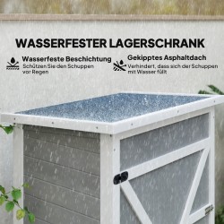 Säänkestävä harmaa puinen ulkokaappi hyllyillä 75 x 56 x 115 cm