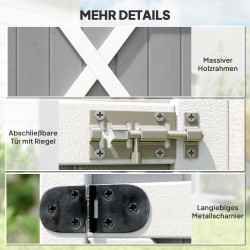 Säänkestävä harmaa puinen ulkokaappi hyllyillä 75 x 56 x 115 cm