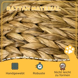 Vesihyasintista punottu korotettu kissanpeti tyynyllä, ruskea 40 x 37 x 51 cm