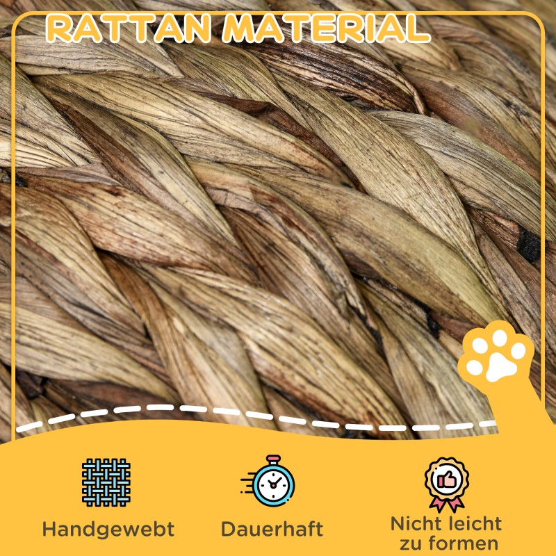 Kissanpeti vesihyasintista jalustalla ja tyynyllä, kahvinruskea, 40 x 37 x 51 cm