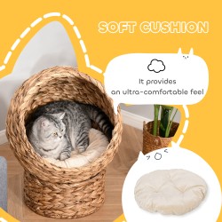 Kissan pesä kupu ja tyyny, korotettu vesihyasintti ruskea 50 x 42 x 60 cm