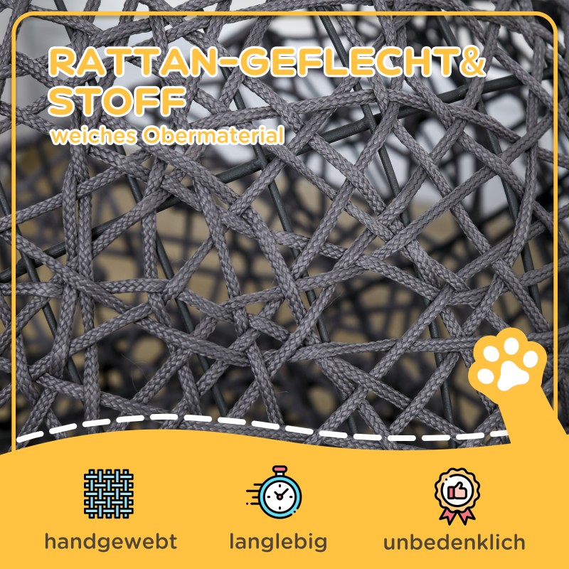 Kissanpeti / kissankori tyynyllä, 2-osainen, 50 x 50 x 60 cm, cremevalkoinen / antrasiitti