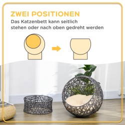 Kissanpeti / kissankori tyynyllä, 2-osainen, 50 x 50 x 60 cm, cremevalkoinen / antrasiitti