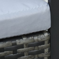 Polyrottinki puutarhakalustesetti 2 hengelle, 2 tuolia ja sohvapöytä tyynyillä, harmaa