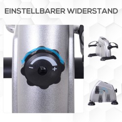 Mini-kuntopyörä käsille ja jaloille, LCD-näyttö, säädettävä vastus, kotiin ja toimistoon, 35 x 40 x 31 cm, hopea