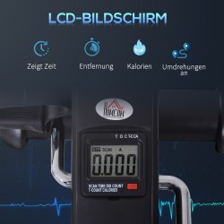 Mini kuntopyörä käsille ja jaloille, säädettävä vastus, LCD-näyttö, senioreille, kotiin ja toimistoon, musta 35 x 40 x 31 cm