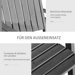 Kahden hengen puutarhapenkkiryhmä pöydällä ja varjoaukolla, harmaa tannenpuu, 152 x 70 x 83 cm