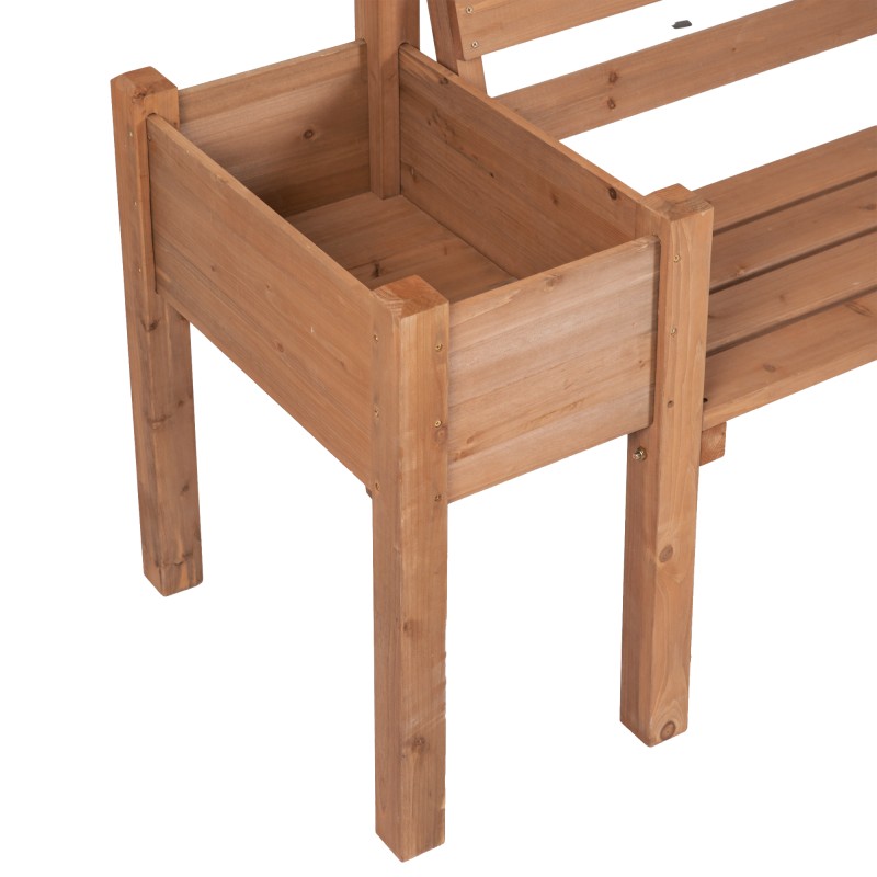 Puutarhapenkki istutusaltaineen, kuusi, ulkokäyttöön, 184 x 59 x 95 cm, tummanruskea