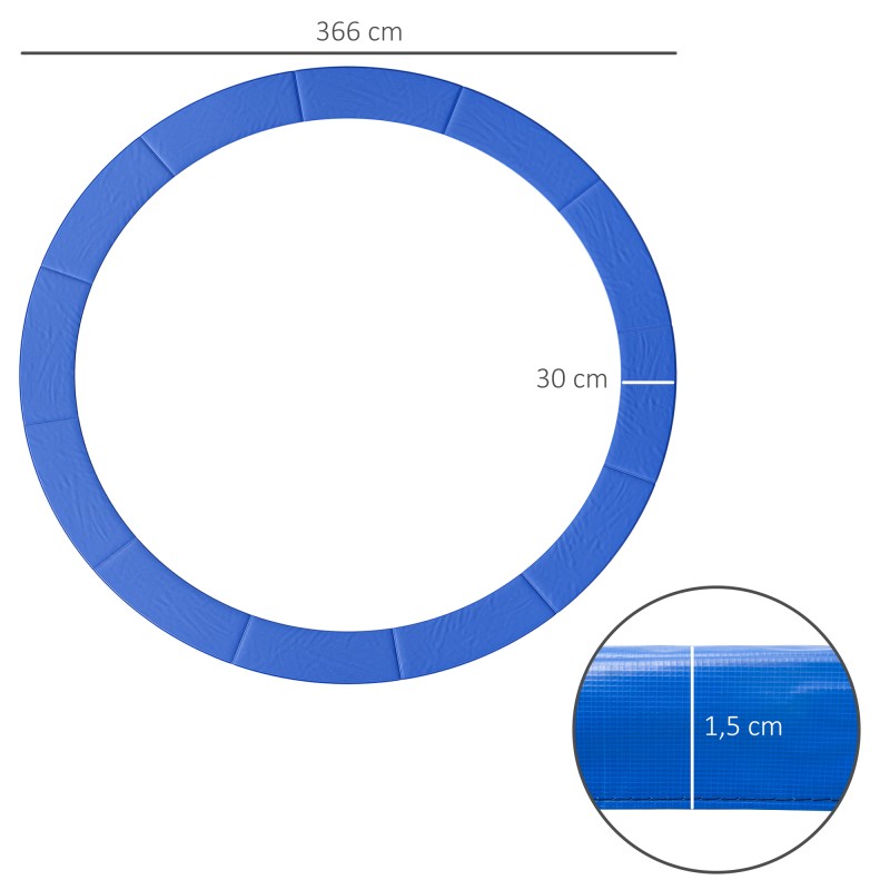 Trampoliinin reunasuoja Ø 366 cm, EPE-pehmuste 15 mm, sininen