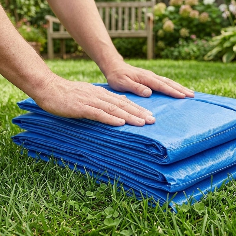 Trampoliinin reunasuoja Ø 366 cm, EPE-pehmuste 15 mm, sininen