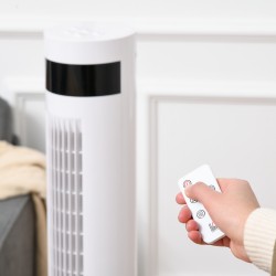 Tornituuletin makuuhuoneeseen, 50 W, 3 nopeutta, 12 h ajastin, kaukosäädin, 85° oskillointi, valkoinen