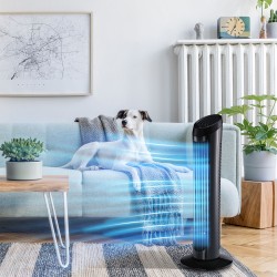 Pylvästuulettaja 45 W, 3 nopeutta, 70° oskillointi, ABS, Ø27 x H75 cm, musta