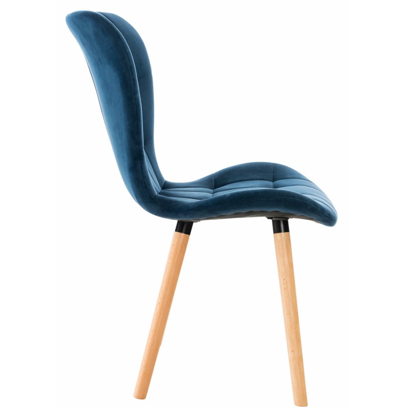 Tyylikäs samettinen ruokailutuolisarja 4 kpl puisella rungolla