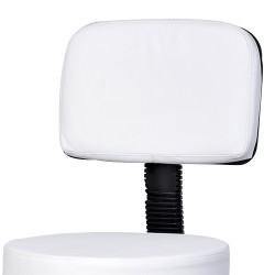 Työjakkara selkänojalla ja pyörillä, säädettävä korkeus 72–84 cm, keinonahka, valkoinen