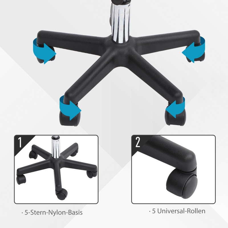 Korkeussäädettävä työtuoli selkänojalla, keinonahkaa, 72–84 cm, musta