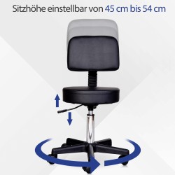 Korkeussäädettävä työtuoli selkänojalla, keinonahkaa, 72–84 cm, musta