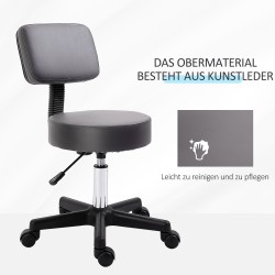 Työtuoli selkänojalla, säädettävä 43–55 cm, keinonahka, Ø35 cm, harmaa