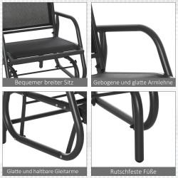 Keinutuoli ulkokäyttöön metalli ja mesh 66 x 70 x 85 cm musta / tummanharmaa