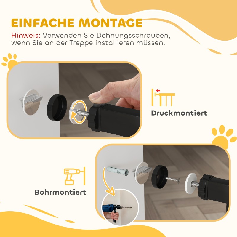 Metallinen turvaportti oviin ja portaisiin, säädettävä 74–147,5 cm, automaattisesti sulkeutuva, musta