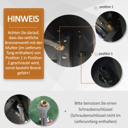 Kaasugrilli 7 polttimella ja sivupolttimella, metallirunko, 135 x 50 x 100 cm, musta