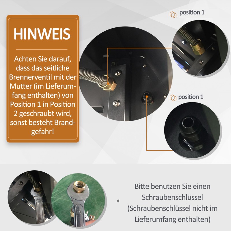 Kaasugrilli 7 polttimella ja sivupolttimella, metallirunko, 135 x 50 x 100 cm, musta