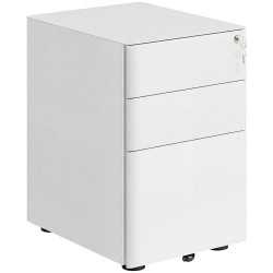 Rullalaatikosto toimistoon terästä 3 laatikkoa lukittava riippukansiotila 39 x 48 x 59 cm valkoinen
