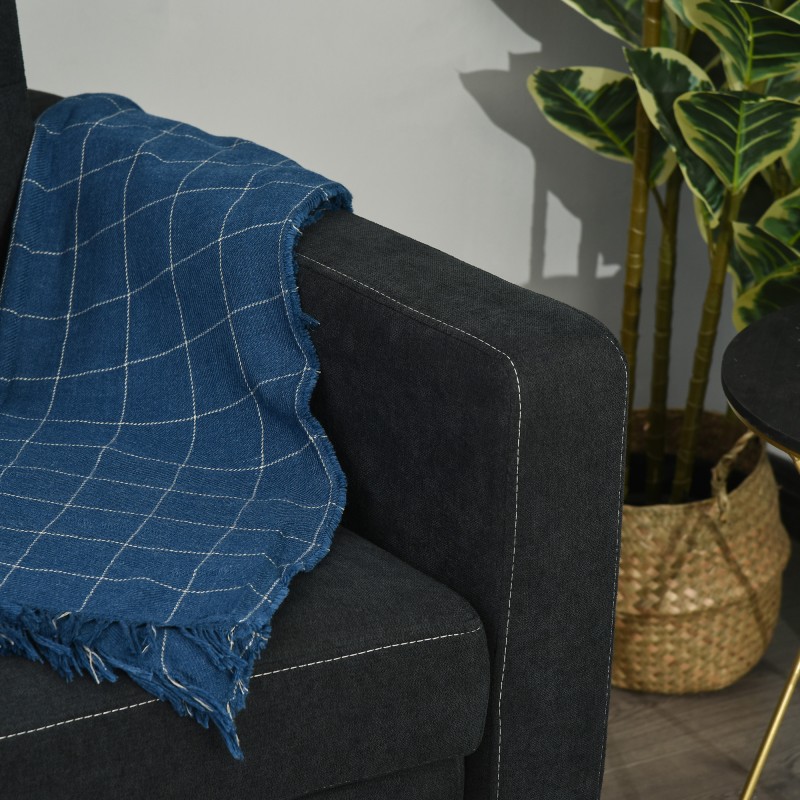 2-istuttava vuodesohva säädettävällä selkänojalla, samettimainen kangas, 155 cm, musta