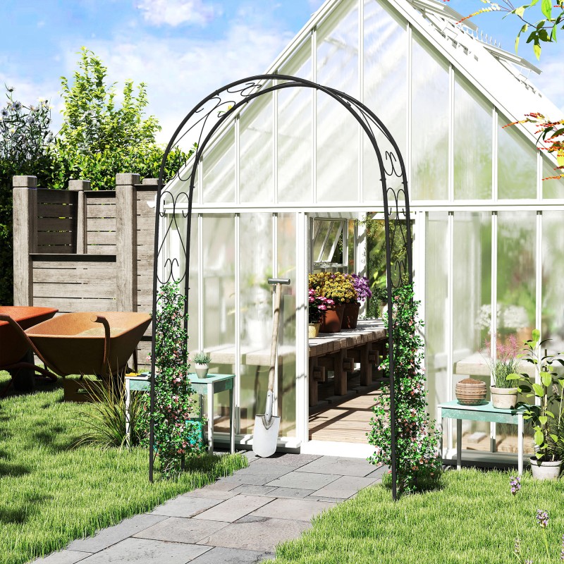 Metallinen köynnöskaari puutarhaan 125 x 37 x 230 cm musta