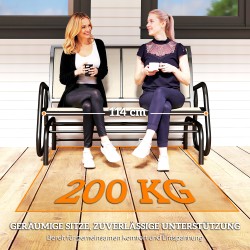 Kaksipaikkainen metallinen puutarhakeinu, 120 x 70 x 85 cm, kantavuus 200 kg, musta–beige