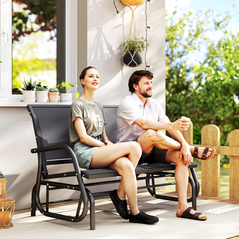 Kaksipaikkainen metallinen puutarhakeinu / puutarhapenkki 120 x 70 x 85 cm, kantavuus 200 kg, harmaa