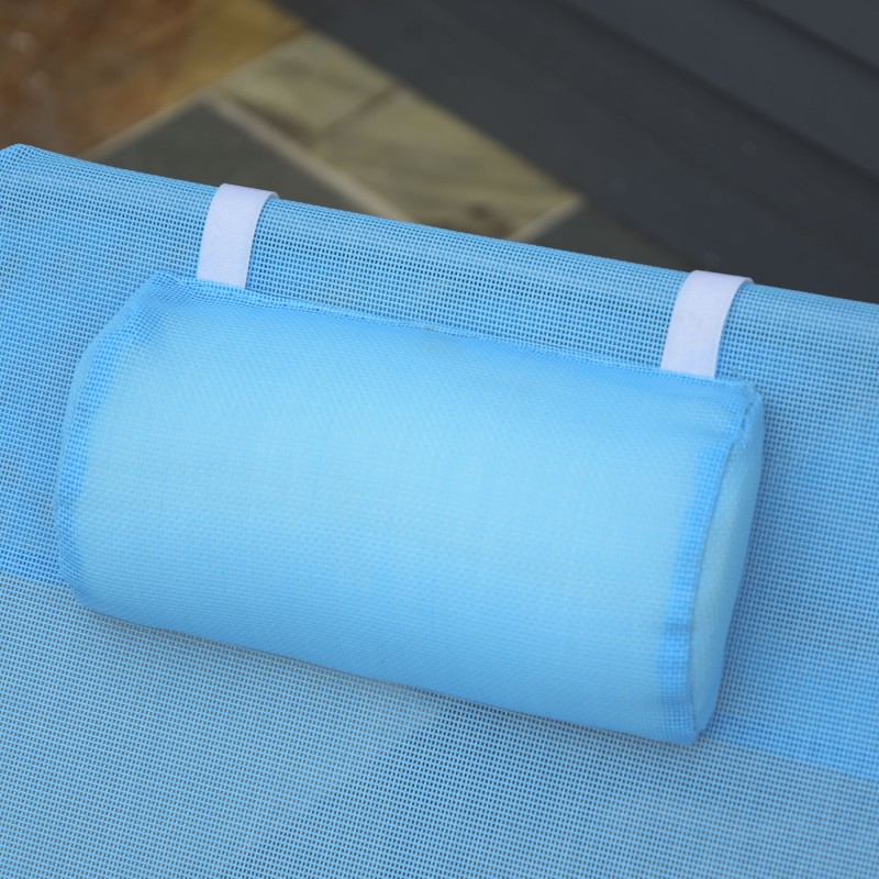 Kokoontaitettava aurinkotuoli ulkokäyttöön, teräsrunko, 5-asentoinen selkänoja, kantavuus 120 kg, sininen