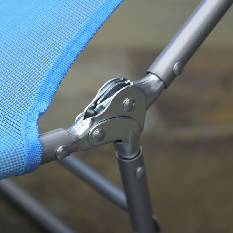 Kokoontaitettava aurinkotuoli ulkokäyttöön, teräsrunko, 5-asentoinen selkänoja, kantavuus 120 kg, sininen