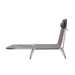 Taitettava aurinkotuoli puutarhaan, säädettävä 5-asentoinen lepotuoli niskatyynyllä, ruskea