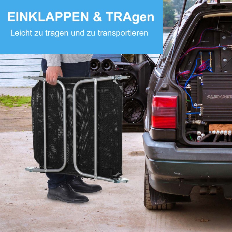 Taitettava puutarhatuoli lepotuoli teräsrunko verkkokangas max 120 kg musta