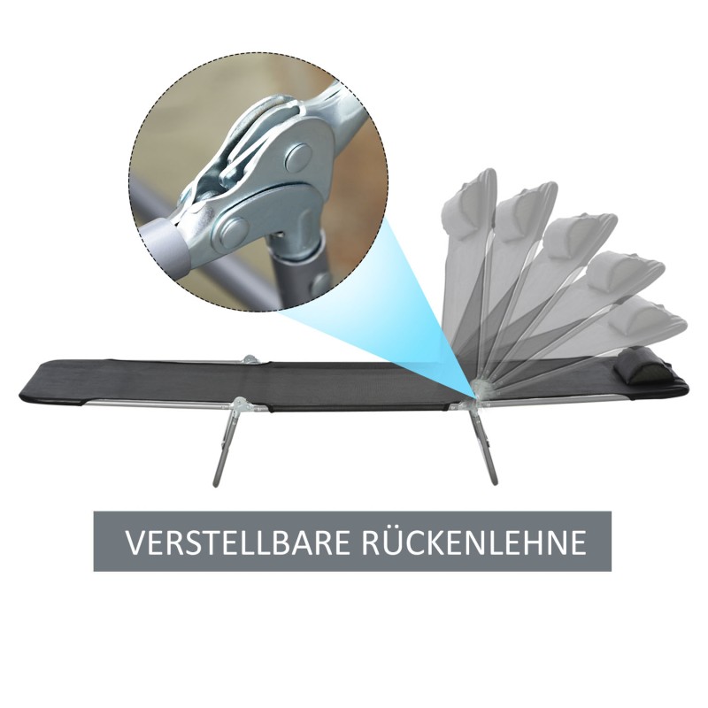 Taitettava puutarhatuoli lepotuoli teräsrunko verkkokangas max 120 kg musta