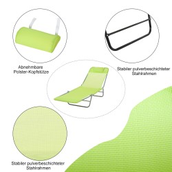 Taitettava aurinkotuoli puutarhaan teräsrunko 182x56 cm max 120 kg vihreä