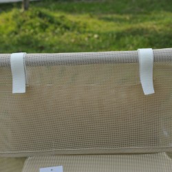 Aurinkotuoli ulkokäyttöön, kokoontaitettava, säädettävä selkänoja, teräsrunko, max 120 kg, creme