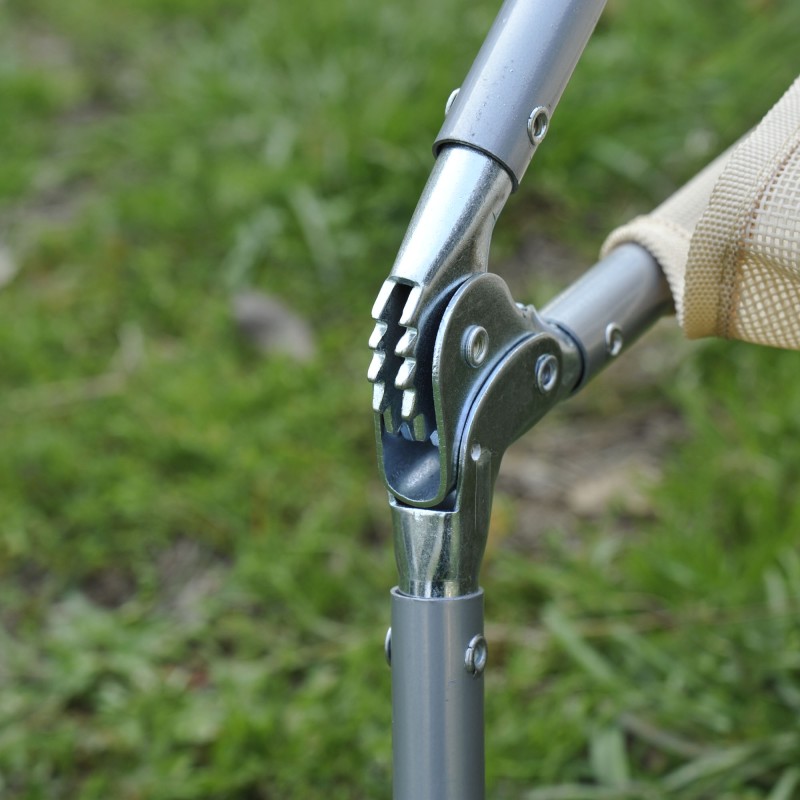 Aurinkotuoli ulkokäyttöön, kokoontaitettava, säädettävä selkänoja, teräsrunko, max 120 kg, creme