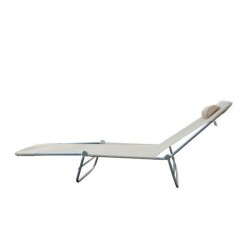 Aurinkotuoli ulkokäyttöön, kokoontaitettava, säädettävä selkänoja, teräsrunko, max 120 kg, creme