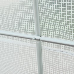 Kasvihuone metallirungolla 445 x 200 x 200 cm, PE-kate, valkoinen, käveltävä