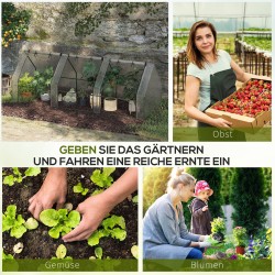 Kasvitunneli parvekkeelle ja puutarhaan, teräsrunko ja PE-verkkokangas, 270 x 90 x 90 cm, valkoinen