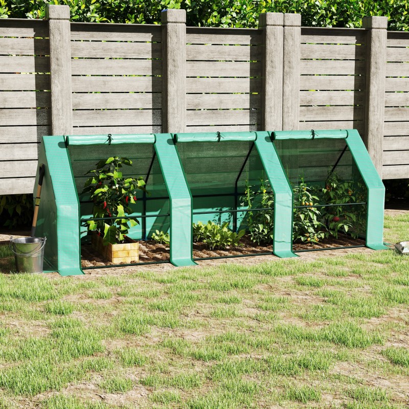 Kasviteltta / kalvokasvihuone tomaateille, PE-kalvo ja teräsrunko, 270 x 90 x 90 cm, vihreä