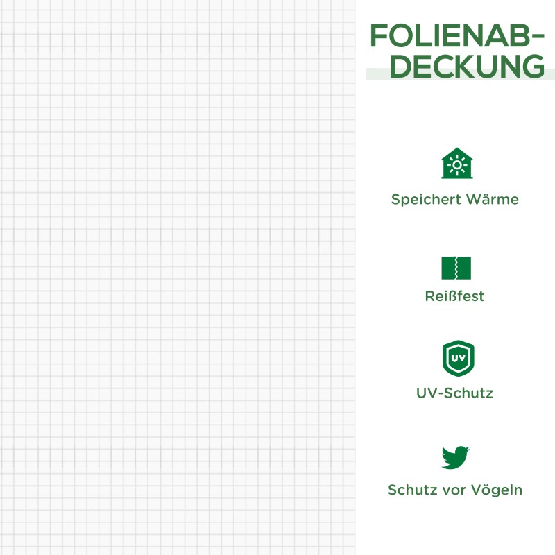 Kasviteltta taimikasvatukseen, teräsrunko ja PE-peite, 180 x 90 x 90 cm, valkoinen