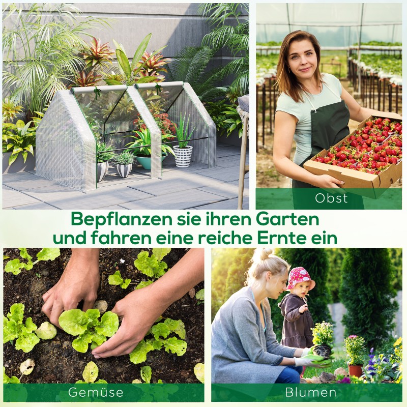 Kasviteltta taimikasvatukseen, teräsrunko ja PE-peite, 180 x 90 x 90 cm, valkoinen