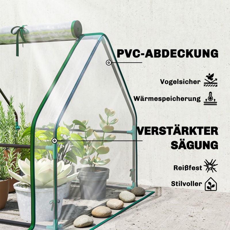 Kasviteltta teräsrungolla 180 x 90 x 90 cm, läpinäkyvä polyeteenipeite