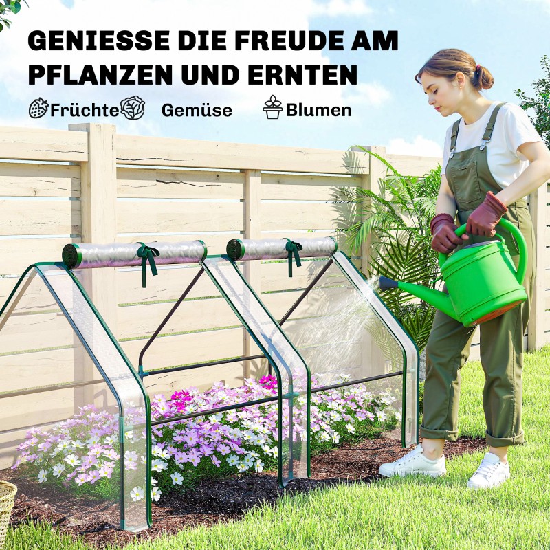 Kasviteltta teräsrungolla 180 x 90 x 90 cm, läpinäkyvä polyeteenipeite