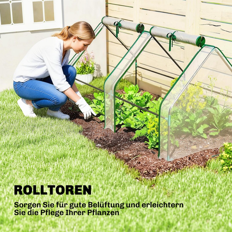 Kasviteltta teräsrungolla 180 x 90 x 90 cm, läpinäkyvä polyeteenipeite