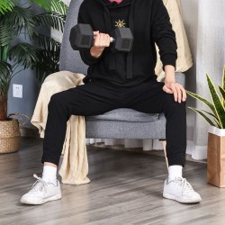 Käsipaino 12,5 kg kuusikulmainen valurauta kumipäillä ja karhennettu metallikahva, musta