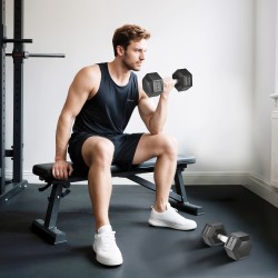 Käsipainosetti voimaharjoitteluun, valurauta kumipäällysteellä, karhennettu kahva, 2 x 12,5 kg, musta