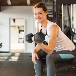 Käsipainosetti voimaharjoitteluun, valurauta kumipäällysteellä, karhennettu kahva, 2 x 12,5 kg, musta